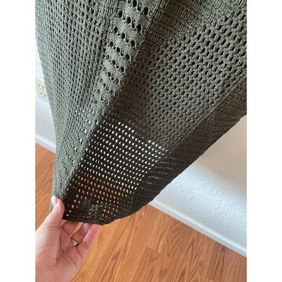 Express Green Skirt Knitted Crotchet XL Maxi Slit Boho - Picture 4 of 5